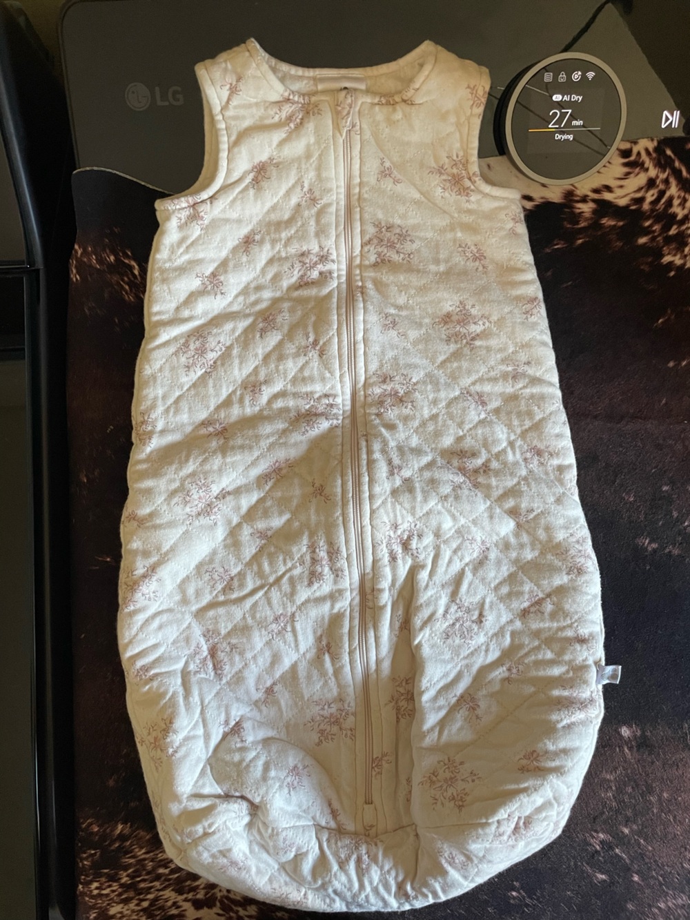 Quilted Cream and Light Pink Floral sleep sack